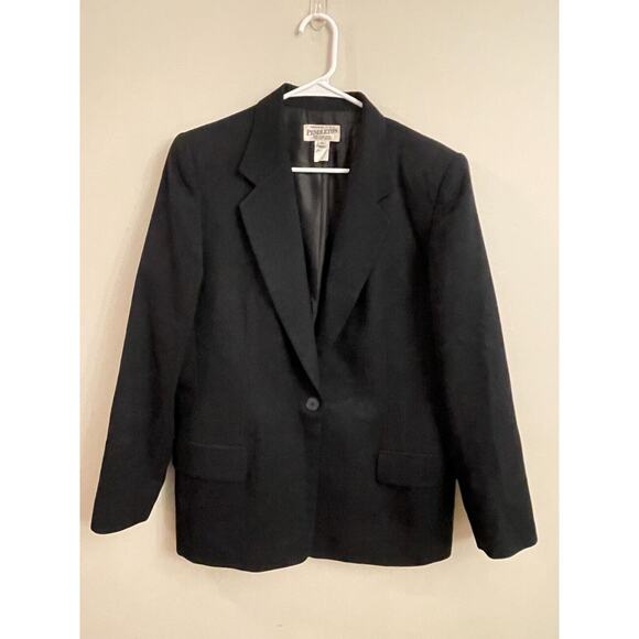 Vintage Pendleton Black 100% Virgin Wool Black Blazer Lined Size 12 Made in USA - Picture 1 of 5
